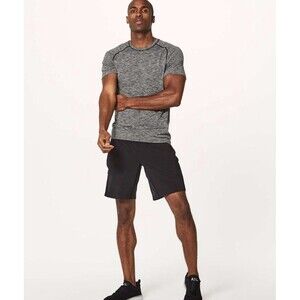 Lululemon Mens Medium Pace Breaker Shorts 9” Lined Zip Pocket Black Gym Running